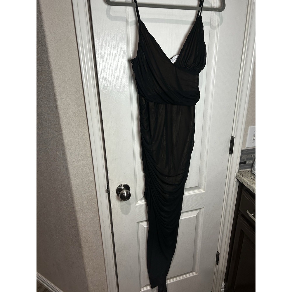 petal and pup dress Nude Black Sheer Ruched Body on Dress Sz L
